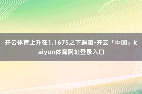 开云体育上升在1.1675之下遇阻-开云「中国」kaiyun体育网址登录入口