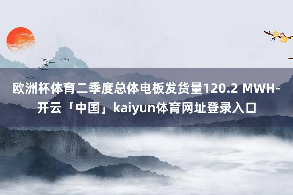 欧洲杯体育二季度总体电板发货量120.2 MWH-开云「中国」kaiyun体育网址登录入口