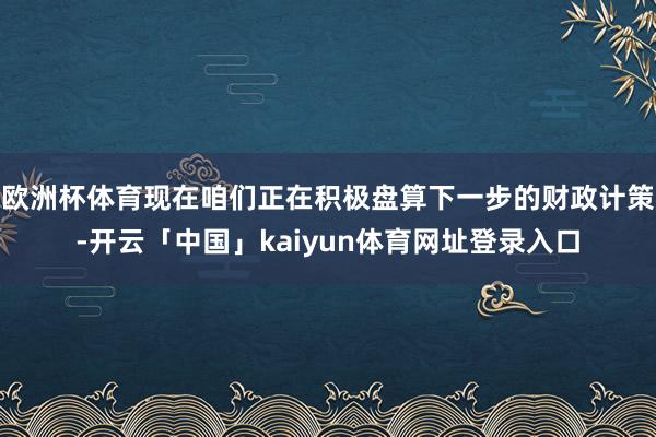 欧洲杯体育现在咱们正在积极盘算下一步的财政计策-开云「中国」kaiyun体育网址登录入口