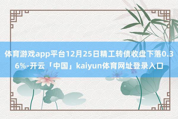 体育游戏app平台12月25日精工转债收盘下落0.36%-开云「中国」kaiyun体育网址登录入口