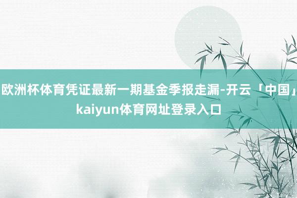 欧洲杯体育凭证最新一期基金季报走漏-开云「中国」kaiyun体育网址登录入口
